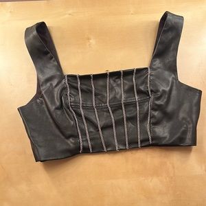 Forever 21 Faux Leather and Chain Crop Top. Wide straps.